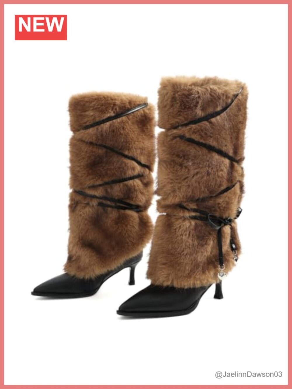 Shoe'N Tale Fuzzy Mid Calf Boots Women's Kitten Heel